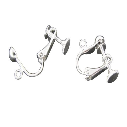 PandaHall - 10 Clips d'Oreilles en Laiton Argen...