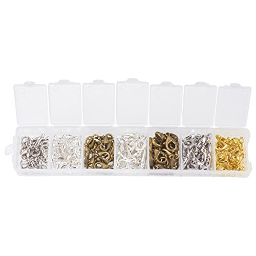 pandahall PandaHall Elite- 1 Boite/environ 140pcs Mixtes Fermoirs Mousquetons en Alliage Couleurs Melangees Sans Nickel 12~14x7~8x3~3.5mm - environ 20pcs/compartiment code EAN 0709998158631 