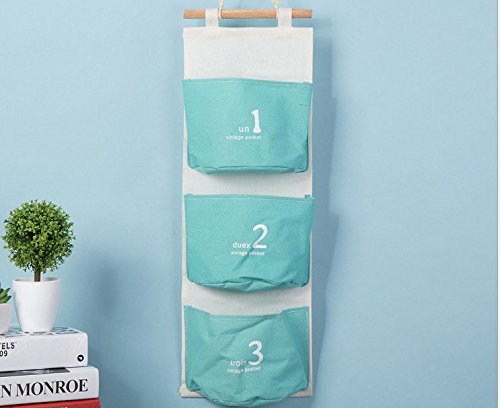 Multifonctionnel Tenture Suspendus Sac de Rangement Mural San Kaiko accroché à la porte avec 3 sacs / étanche Sac de Rangement organisateur de sac, coton lin / organisateur suspendus, Mur Accroché à l'étagère Poches de Porte, sac de rangement pour les jouets bijoux (vert foncé) 0710185091433 Saint Kaiko