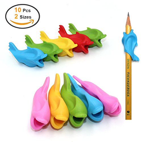 Firsara Firesara Pencil Grips Silicone Universal ergonomique Handwriting Aid Dolphin style Pen Holder pour droitier Enfants Étudiants Adultes personnes âgées (10 pièces) 0710558679626 (0710558679626)