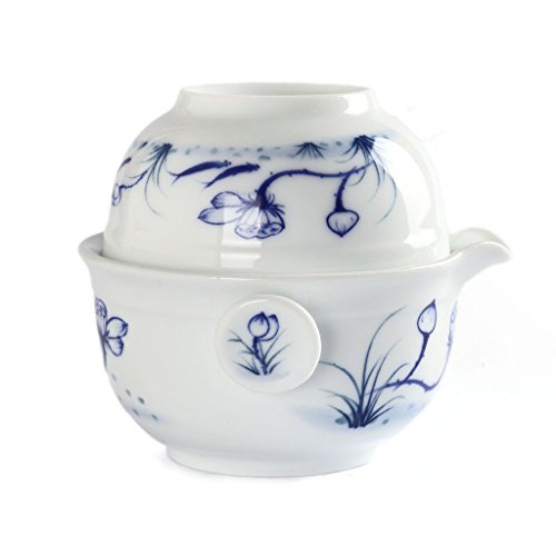 CNTeaHouse Chinois jingde Théière en porcelaine tasse à thé poisson Lotus Main rapide Gong Fu à thé Set 0711041605153 (0711041605153)