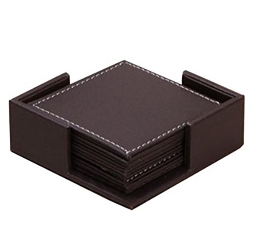 XICHEN chichén ® en cuir Dessous de verres - PX avec support Verre - Carré 6 pièces avec support 0711420929405 (0711420929405)
