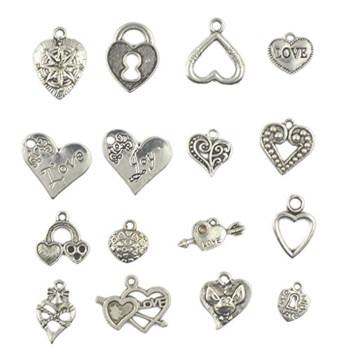50Pcs Pendentif Breloque Coeur Charms Artisanat...
