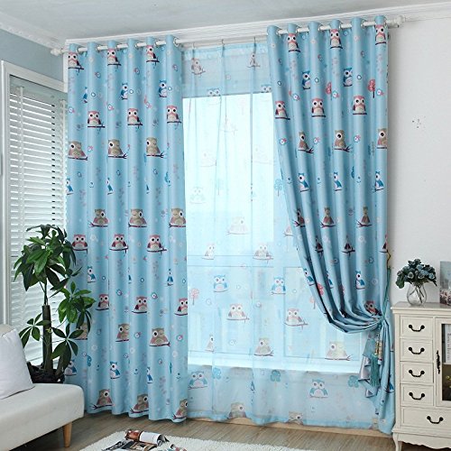Générique Lot de 1 Voilage Rideau en Voile pour Fenêtre Chambre 100x250cm Motif Hibou - Bleu code EAN 0711746426930 