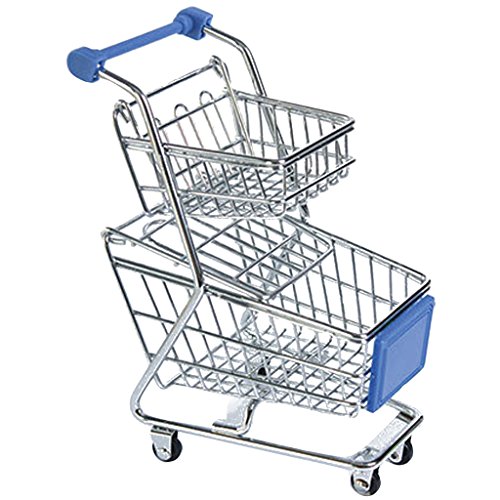 Mini-double étage Achats Bleu Panier Chariot De...