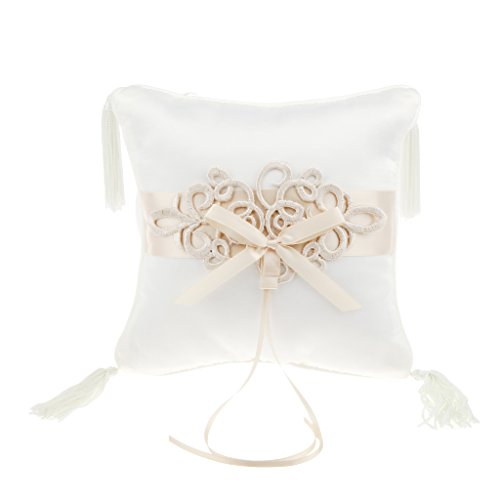 Oreiller Coussin Porte Anneau Alliance Satin Bl...