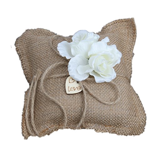 Oreiller Coussin Porte Anneau Alliance en Toile...