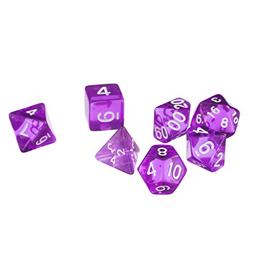 7pcs Purple D4 D6 D8 D10 D12 D20 Jeu De Dés Pou...