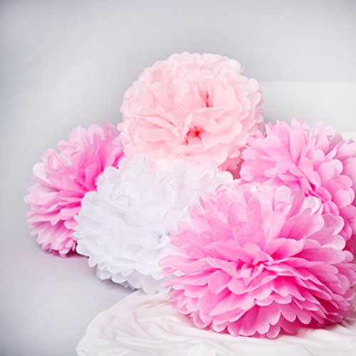 5x pompons fleurs en papier de soie pour la déc...