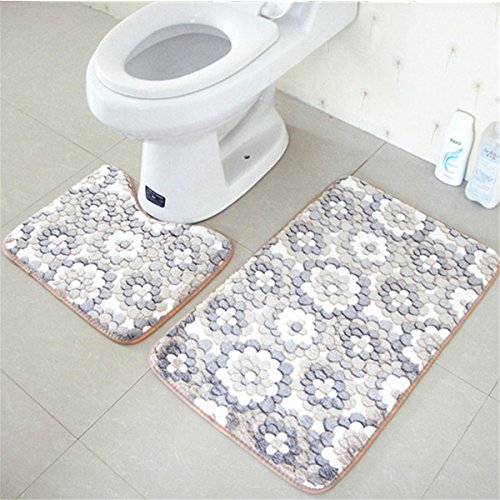 2 pcs tapis de bain et contour wc tapis de sol ...