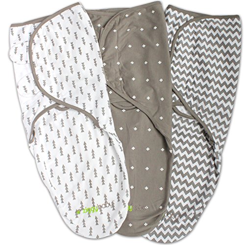 Ziggy Baby Blueberry Shop Couverture pour bébé - Lot de 3, unisexe, ajustement universel - Ziggy bébé réglable bébé nouveau-né pour Set pour garçons, filles 100% coton doux en gris 0712038177912 (0712038177912)