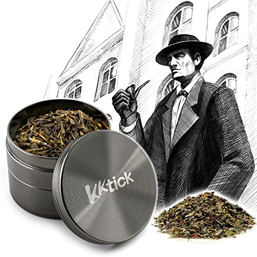 KKtick 50 mm diamètre grinder moulin à herbes tabac grinder 4 parties ensemble, idéal pour pimenter broyage, broyage herbe, le tabac broyeur, accessoire de fumer. code EAN 0712166679845 