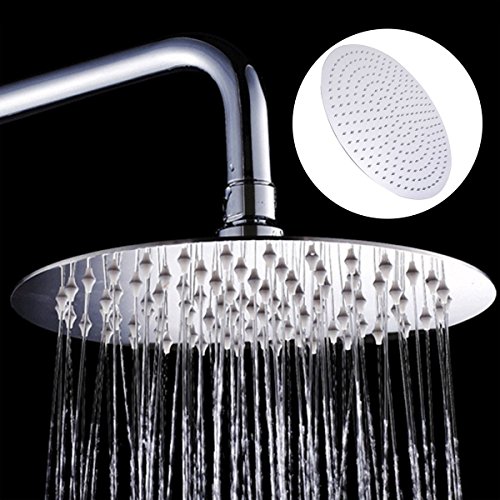 SunJas Pomme de douche ronde 20cm design moderne, tête de douche ronde xxl pour douche de pluie tête de douche,pommeau de douche inoxydable xxl économise l'eau pour une expérience de douche confortable code EAN 0712243331345 