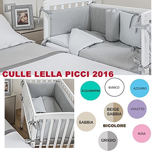 PICCI LIT BERCEAU LELLA BLANC AVEC TEXTILES CIEL