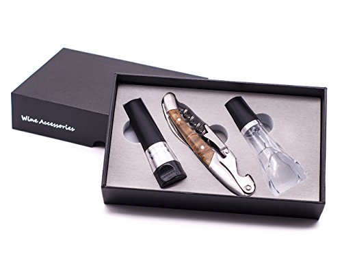 FX HOME Tire-bouchon bouteille de vin ouvreur foil cutter manche bois inox waiters corkscrew décapsuleur ouvre bouchon, bec verseur code EAN 0712367266554 