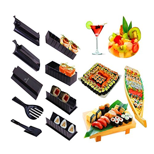 Sushi maker, 10 pcs kitchen sushi making kit roll mold for maki sushi / rice roll 0713049616766 Saebye