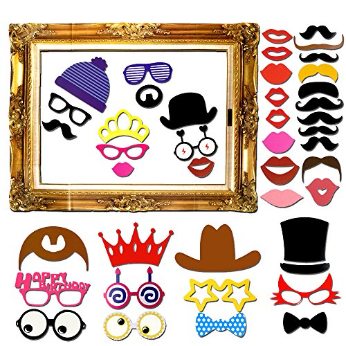 Goodlucky365 60 pièces photo booth accessoires accessoires de déguisements diy kit pour fête de mariage réunions anniversaires accessoires de stand de photographie accessoires d'habillement & faveurs de fête code EAN 0713145998094 