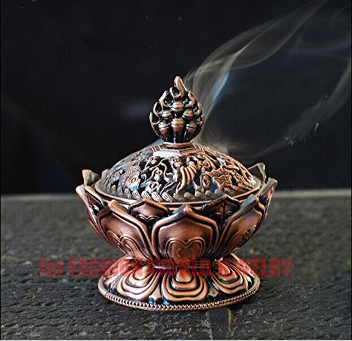 Wellin Lotus Fleur en alliage de brûleur d'encens en métal Support pour brûleur d'encens Bouddha Porte Bougie censer- bouddhiste décor, maison décoration code EAN 0713179962405 
