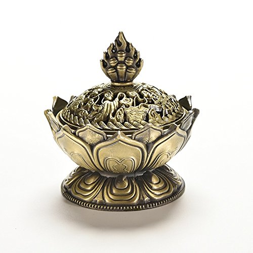 Wellin Lotus Encens Tibétain Brûleur en alliage Bronze Mini brûleur d'encens en métal Craft Home Decor code EAN 0713179962597 