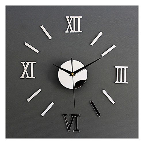 Horloge murale miroir échelle romaine (argent)