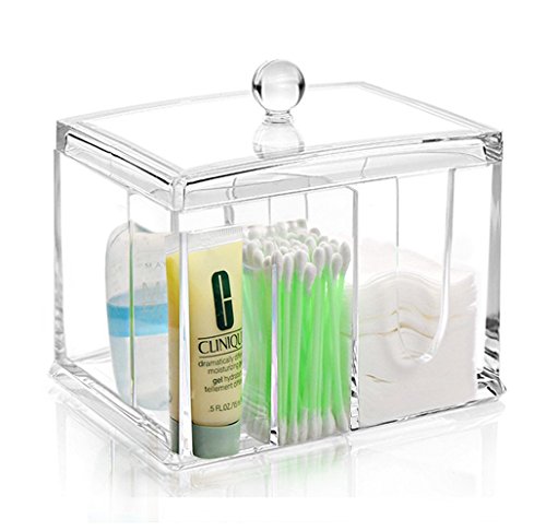 Flerise flerise Deluxe Boîte à tout en un en acrylique transparent avec couvercle, 4 compartiments pour ranger coton, Coton-tige, de maquillage, les bijoux, craft/les fournitures de bureau, et petits objets 0713752045099 (0713752045099)