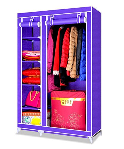 EARLYBIRD SAVINGS Earlybird Savings Coque Armoire Effet Canevas Vêtements rail Placard de rangement, 110CM*45CM*175CM Purple code EAN 0713839334207 