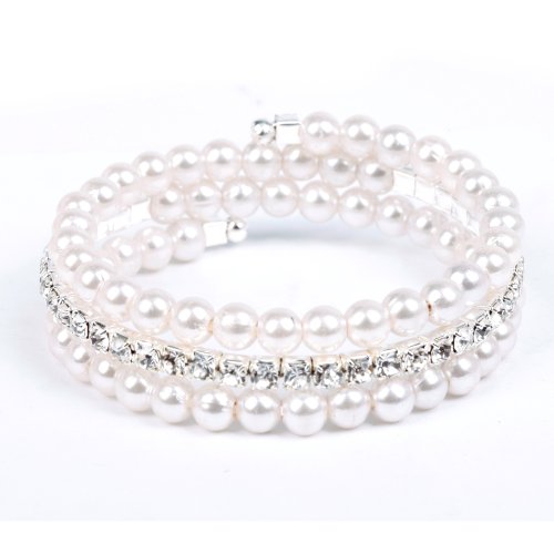 ILOVEDIY Bracelet Mariee Mariage Strass Perle B...