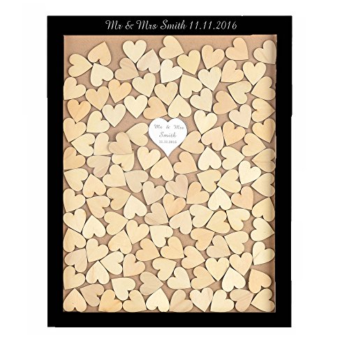 ys2016 Gravée personnalisée love style rustique cadre drop top livre d'or de mariage en bois noir 0713869978464 (0713869978464)