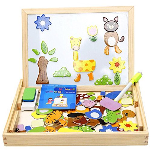 Puzzles en bois avec tableau noir double face m...