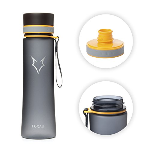 FOXAS Bouteille en pc,bouteille de sport,bouteille d'eau sans bpa,gourde portable pour des activités: footing ,cyclisme, randonnée, fitness, camping, basket-ball, football etc. - gris 600ml 0714046478814 (0714046478814)
