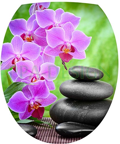 PPA DESIGN Sticker Autocollant Abattant WC Galets Orchidée 35x42cm SAWC0389 code EAN 0714119162039 
