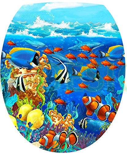 Sticker Autocollant Abattant WC Poissons Vue so...