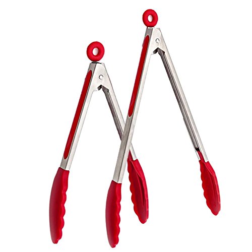 Allforlife allforlife Cuisine Premium Pince en silicone - Lot de 5,1-22,9 cm & 30,5 cm-facile et grip antidérapant Poignée en acier inoxydable - Smart de verrouillage clip - Résistant à la chaleur, qualité alimentaire 0714119488962 (0714119488962)