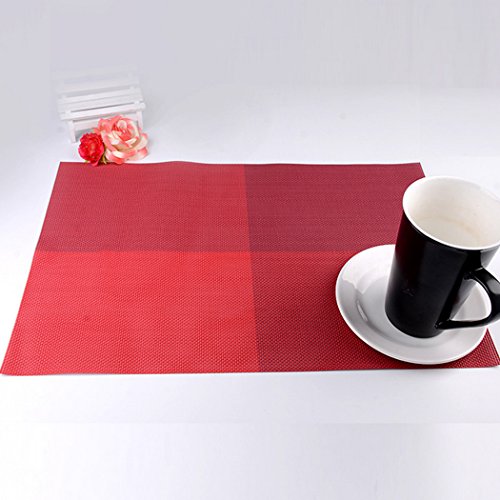 ALLTOP Pack de 6 mode napperon de pvc sets de table cuisine salle à manger nappe de chaleur imperméable lavable sets de table de vinyle en plastique antidérapantes (310mm * 455mm), rouge code EAN 0714270332050 