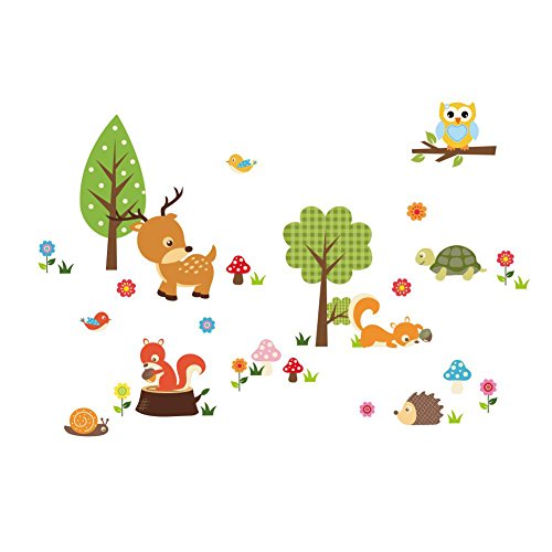 Jungle animaux hibou stickers muraux pour enfan...