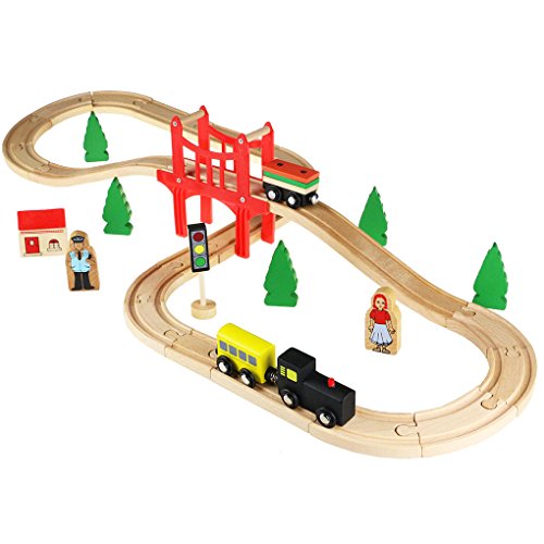 37 pièces bois set train,ensemble de train jeu ...