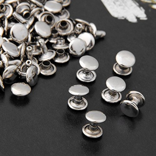 100pcs 9mm argent cuivre ronde en cuir bricolag...