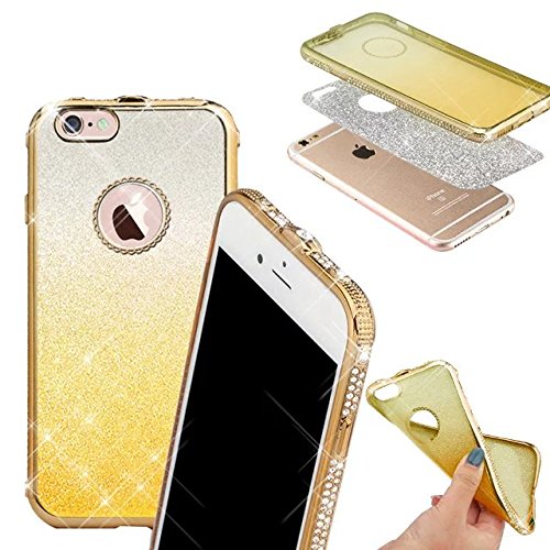 MOMDAD Coque iphone 6 6s coque iphone 6 / 6s housse etui tpu silicone coque ultra mince sans encombrement douce coque pour iphone 6 tpu coque silicone étui glitter bling brillant transparent arrière strass housse protecteur coque protection antidérapant tpu silicone case smartphone hull colorful bling strass diamant souple tpu antichoc housse de protection anti-rayures couverture code EAN 0714874874543 