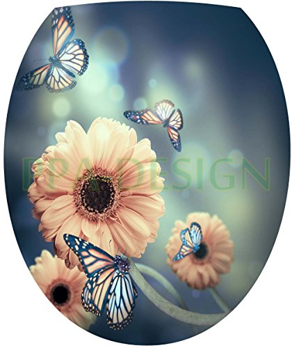 Sticker Autocollant Abattant WC Fleur Papillons...