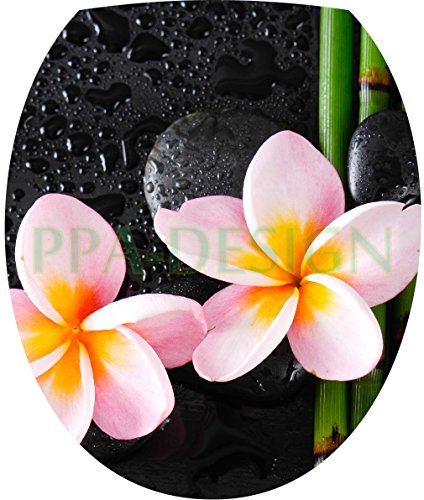 Sticker Autocollant Abattant WC Galets Fleurs B...