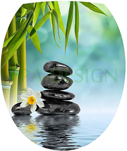 Sticker Autocollant Abattant WC Galets Fleurs B...