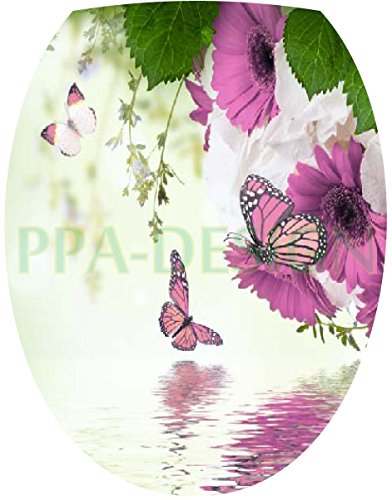 Sticker Autocollant Abattant WC Fleurs Papillon...