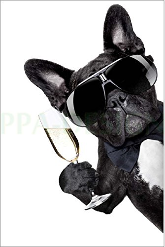 Sticker Frigo Chien Coupe de Champagne- 60x90cm...