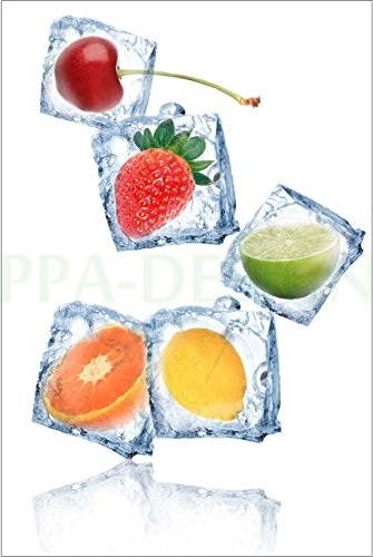 PPA DESIGN Sticker Frigo Glaçons Fruits - 60x90cm - SF0107 (Fond Blanc ) code EAN 0714929167989 