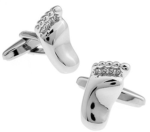 La Rose Elégante Boutons de manchette française en cuivre de couleur argent forme de pieds en haute qualité pour les hommes chemises commercial code EAN 0714973272486 