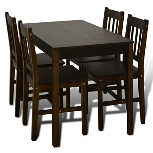 Set de table à manger avec 4 chaises en bois brun