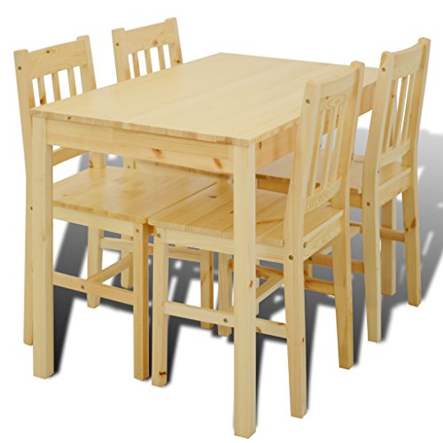 Set de table à manger avec 4 chaises en bois na...