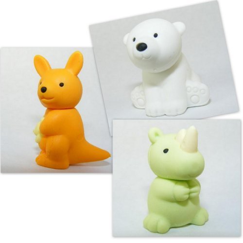 Kangourou, rhinocéros et ours polaires gommes j...