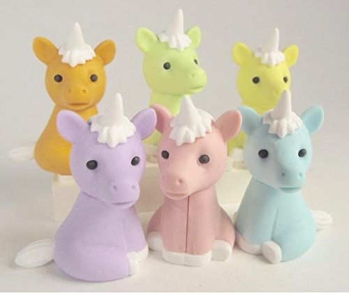 Par thèmes 6 colorées magiques de licorne gomme...