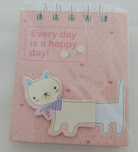 PartyErasers Cat Kawaii Die-cut Décoration Cover Design - Spiral Bound Petit Notebook - Chat Blanc Rose Notebook 0715547807233 (0715547807233)
